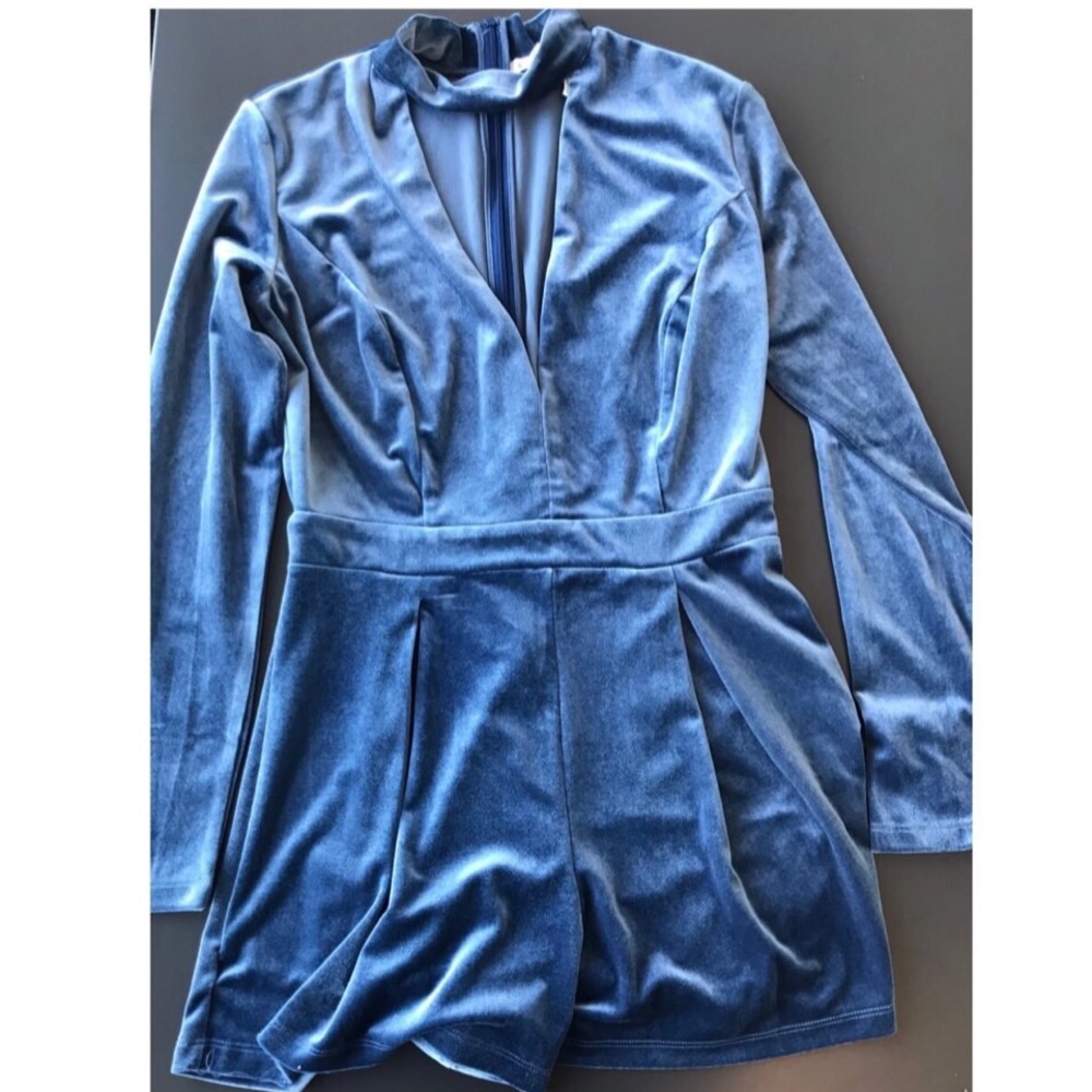 Socialite Blue Velvet Romper